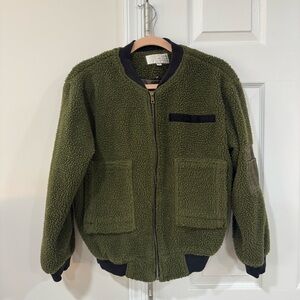 J.O.A. Olive Green Sherpa Bomber Jacket